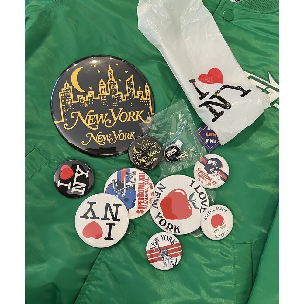 Size S - New York Jets Starter Satin Green Bomber Jacket💚 Brand New + 11 Pins! - Picture 8 of 9